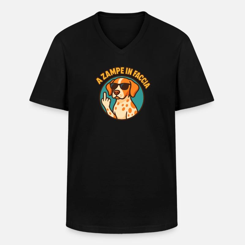 Mit den Pfoten im Gesicht - Männer-T-Shirt mit V-Ausschnitt - Schwarz