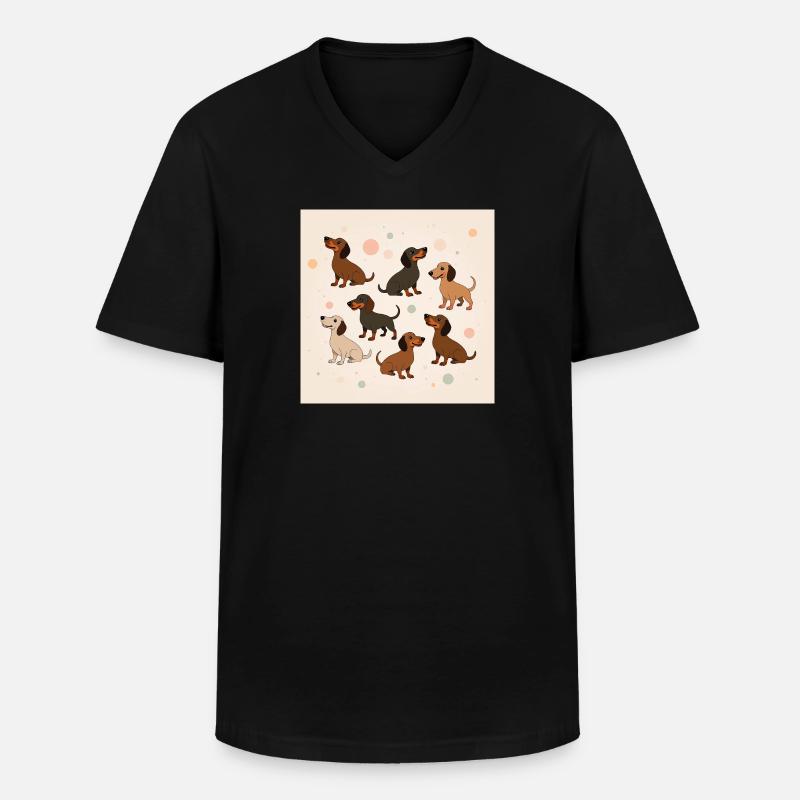 Dackel Paradies  - Männer-T-Shirt mit V-Ausschnitt - Schwarz