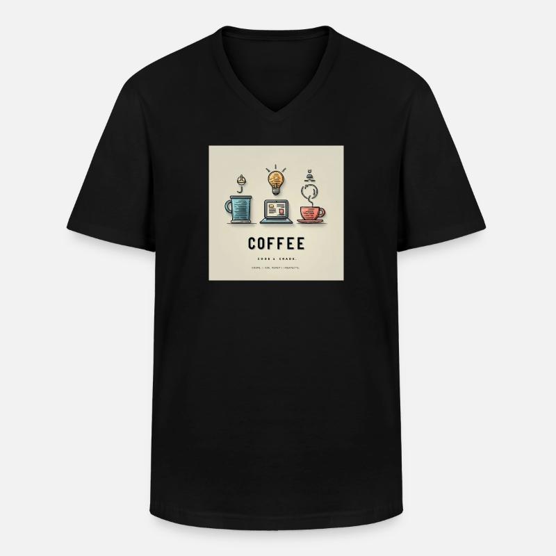 Conception du code du café - T-shirt col V Homme - noir