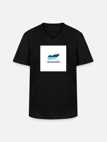 Bodensee Landschaftslogo Seeufer - Männer-T-Shirt mit V-Ausschnitt - Schwarz