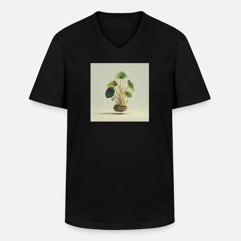 TechnoPflanze: Goldene Knoten - Männer-T-Shirt mit V-Ausschnitt - Schwarz