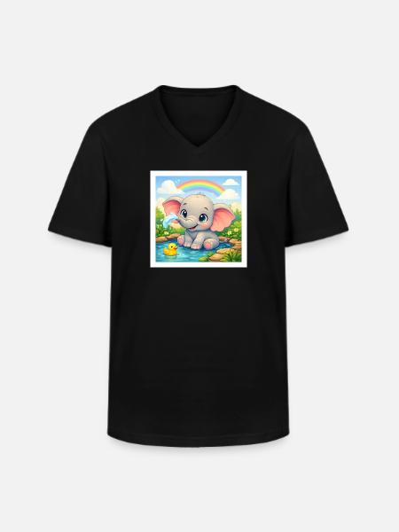 Elli l’Éléphant - T-shirt col V Homme - noir
