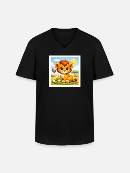 Sunny der kleine Löwe - Männer-T-Shirt mit V-Ausschnitt - Schwarz
