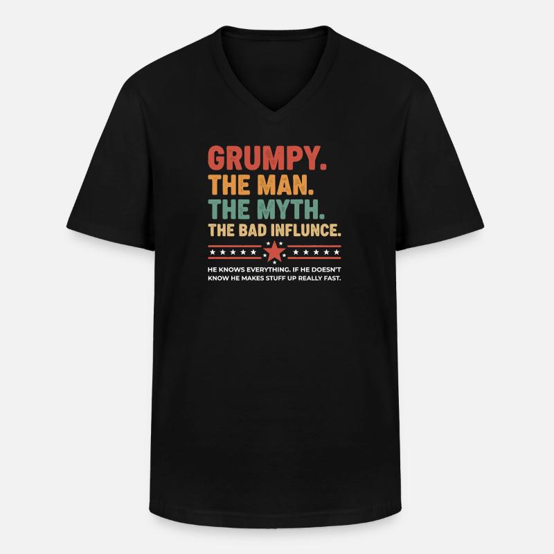 Grumpy – Die Legende & der schlechte Einfluss - Männer-T-Shirt mit V-Ausschnitt - Schwarz