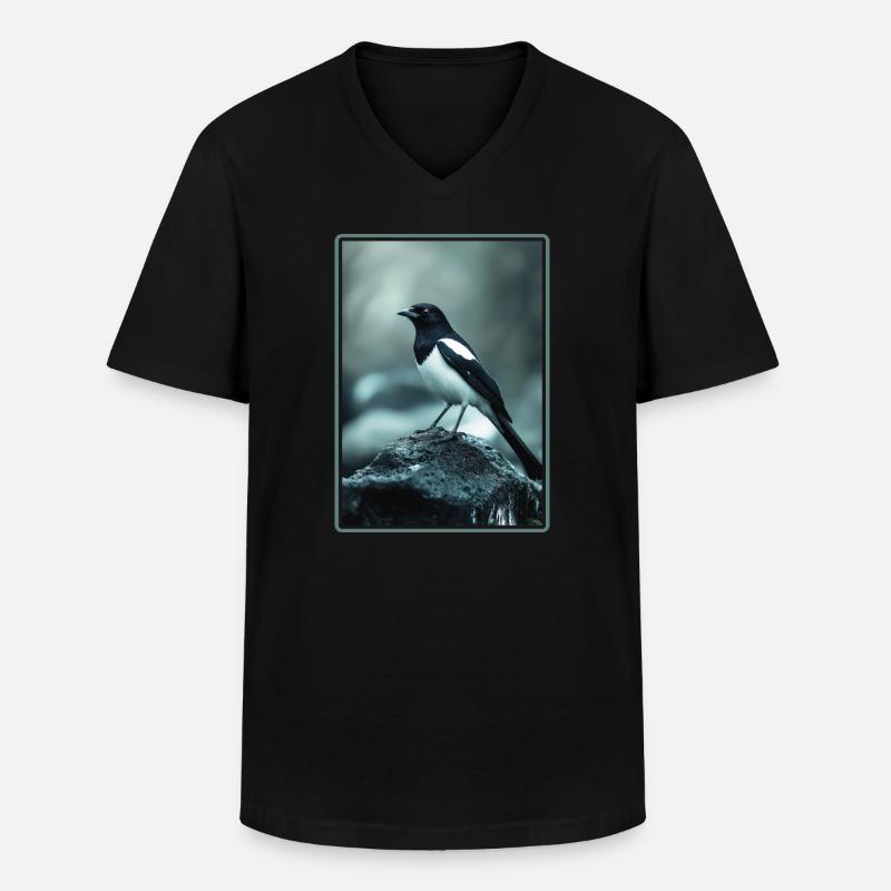 Elstern Elster - Männer-T-Shirt mit V-Ausschnitt - Schwarz