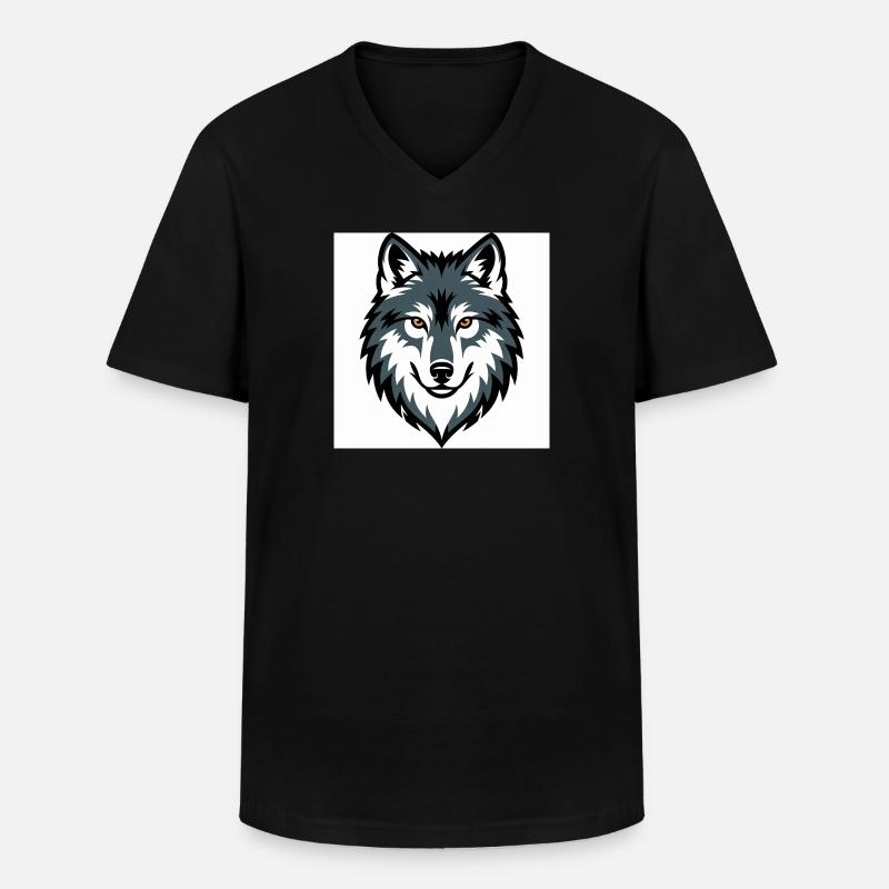 Wolf Graphic Emblem - Männer-T-Shirt mit V-Ausschnitt - Schwarz