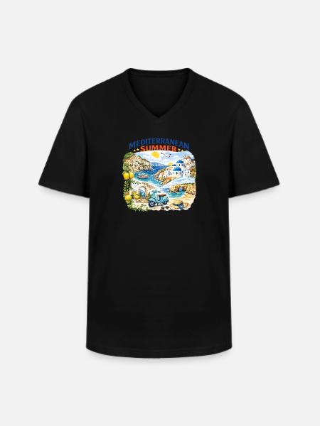Mediterranean Summer Mosaic - Men's V-Neck T-Shirt - black