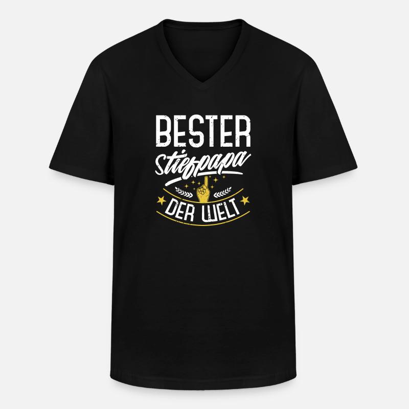 Bester Stiefpapa der Welt - Männer-T-Shirt mit V-Ausschnitt - Schwarz