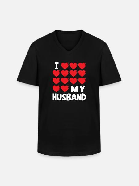 J'aime mon mari - T-shirt col V Homme - noir