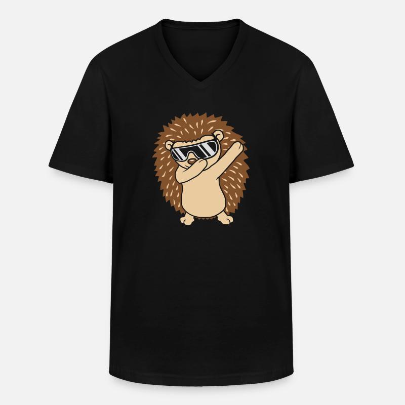Cooler lustiger dabbing Igel - Männer-T-Shirt mit V-Ausschnitt - Schwarz