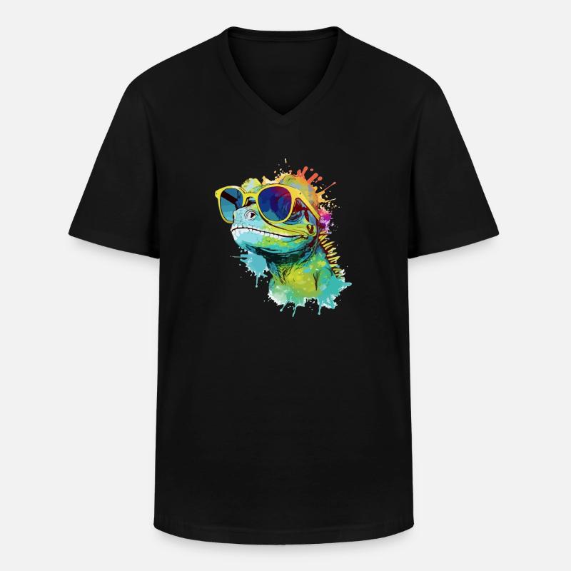 Doko die Eidechse - Männer-T-Shirt mit V-Ausschnitt - Schwarz