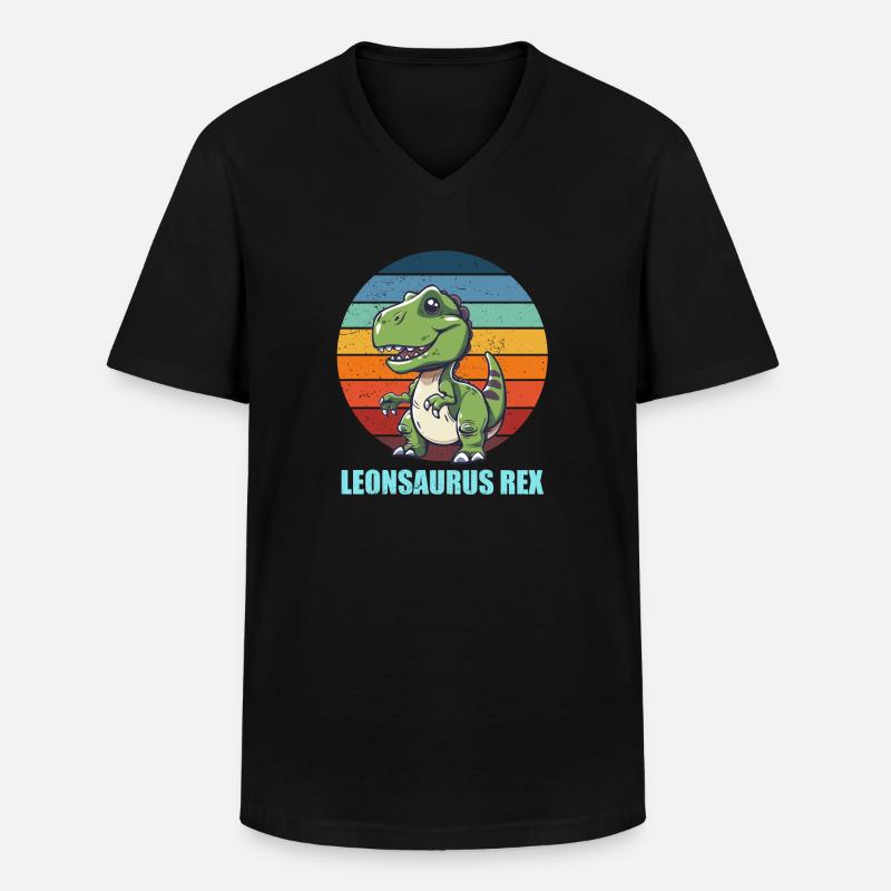 Leonsaurus Rex Geschenkidee für Leon - Männer-T-Shirt mit V-Ausschnitt - Schwarz