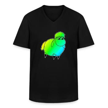 Wolly Sheeeepling Retro wave - Men's V-Neck T-Shirt - black - Front - AI Model Male 178 dark (178cm)