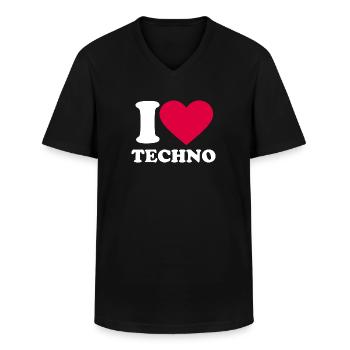 I love techno - Männer-T-Shirt mit V-Ausschnitt - Schwarz - Vorne - AI Model Male 178 dark (178cm)