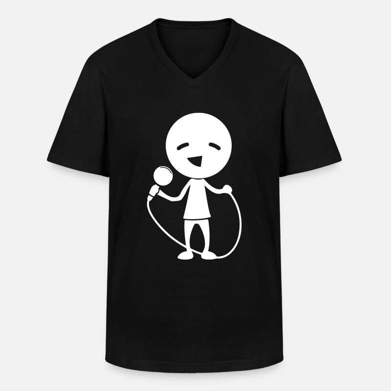 Sänger mit Mikrofon - Männer-T-Shirt mit V-Ausschnitt - Schwarz