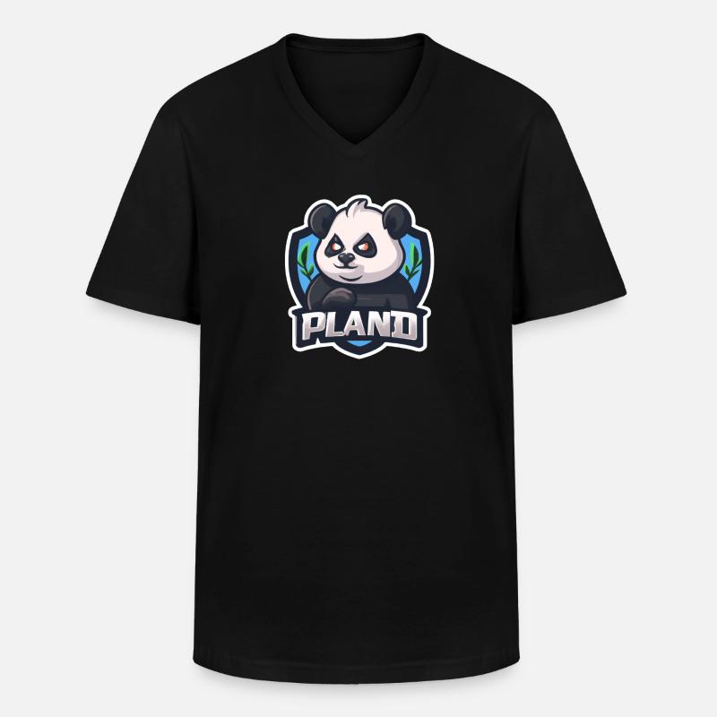 PLAND, der dunkle 🐼 Panda - Männer-T-Shirt mit V-Ausschnitt - Schwarz