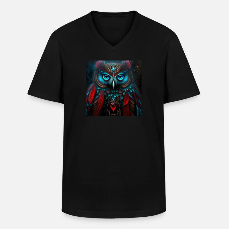 Magic_Owl 1 - Männer-T-Shirt mit V-Ausschnitt - Schwarz