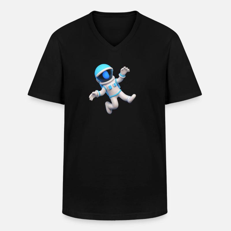3D Astronaut - Männer-T-Shirt mit V-Ausschnitt - Schwarz