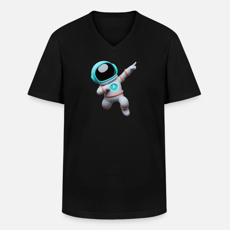3D Astronaut - Männer-T-Shirt mit V-Ausschnitt - Schwarz