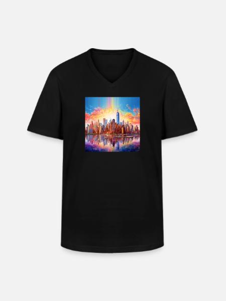 icecrusher New YorkSkyline Cartographic - Men's V-Neck T-Shirt - black