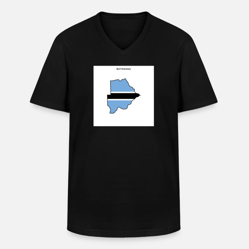 Botswana (Botswana) drapeau, carte - T-shirt col V Homme - noir