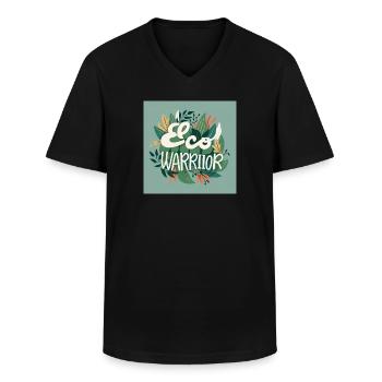 Eco Warrior - Men's V-Neck T-Shirt - black - Front - AI Model Male 178 dark (178cm)
