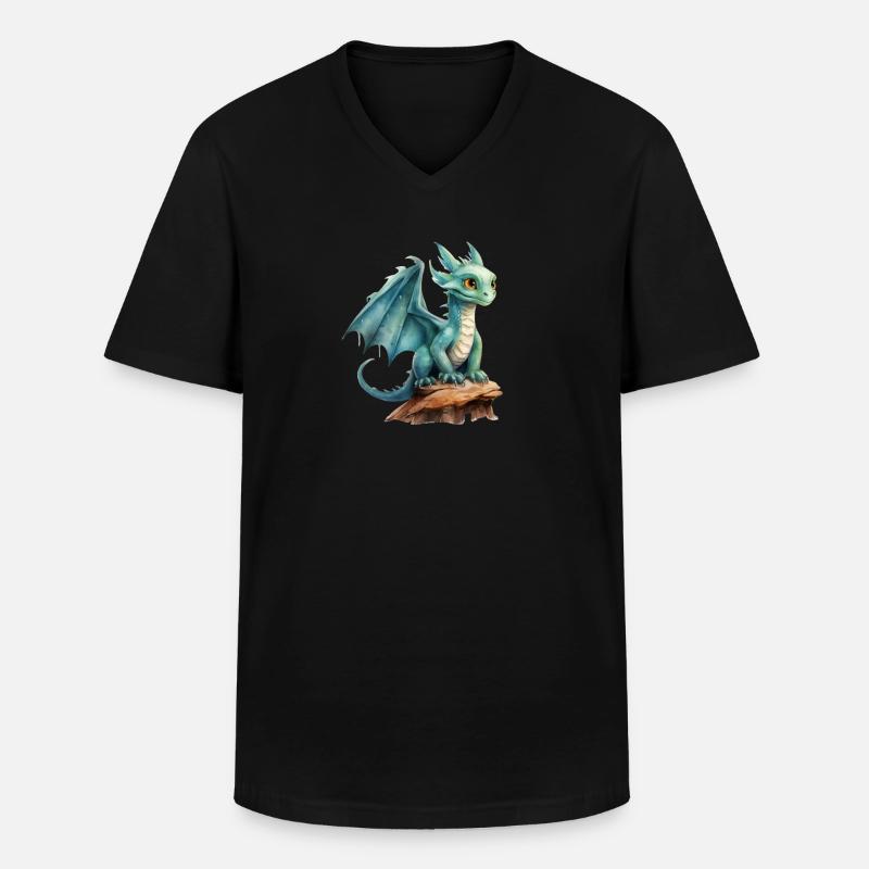 Wasserfarben Drache - Männer-T-Shirt mit V-Ausschnitt - Schwarz