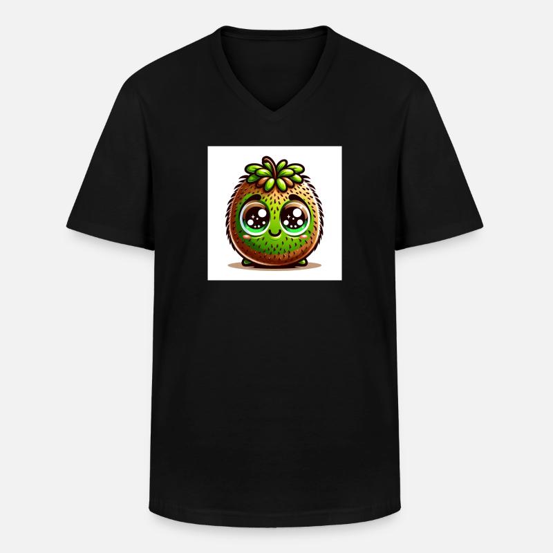 freundliche Kiwi - Männer-T-Shirt mit V-Ausschnitt - Schwarz