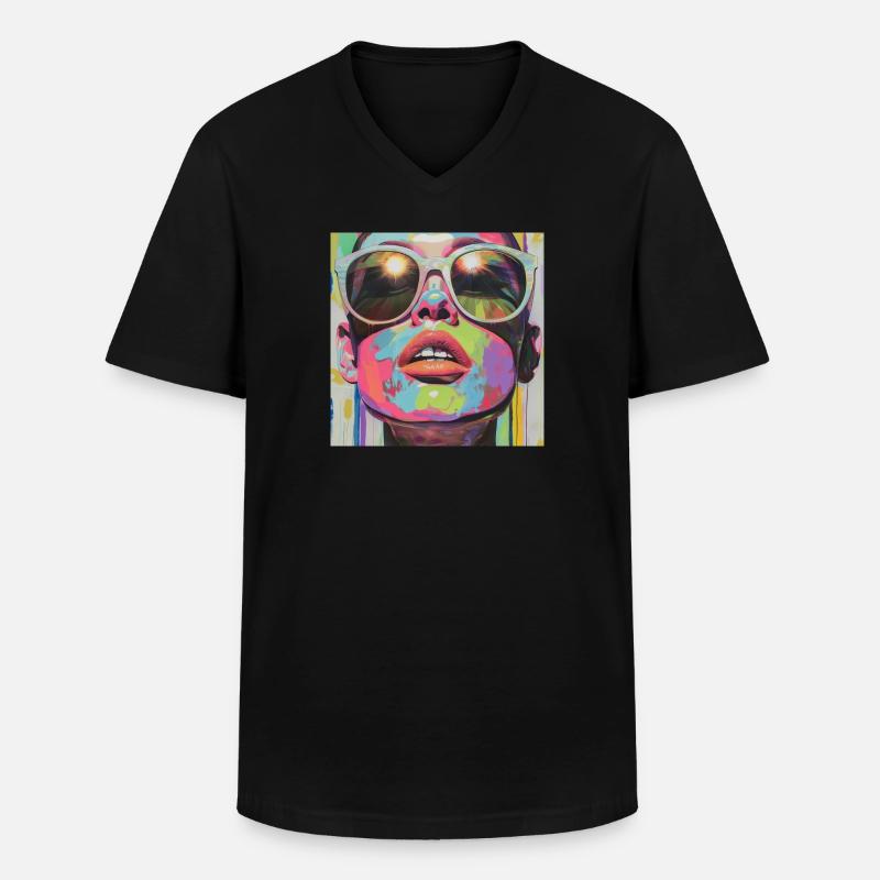 Psychedelic Shades - Männer-T-Shirt mit V-Ausschnitt - Schwarz