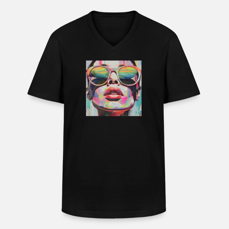 Psychedelic Shades - Männer-T-Shirt mit V-Ausschnitt - Schwarz