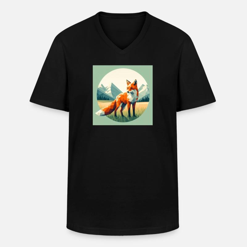 Fuchs - Männer-T-Shirt mit V-Ausschnitt - Schwarz