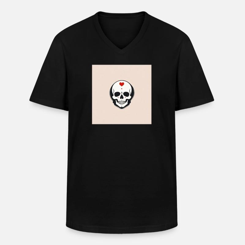 Kopf mit Herz - Männer-T-Shirt mit V-Ausschnitt - Schwarz