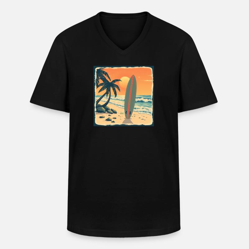 Endless Summer – Retro Surf Vibes - Männer-T-Shirt mit V-Ausschnitt - Schwarz