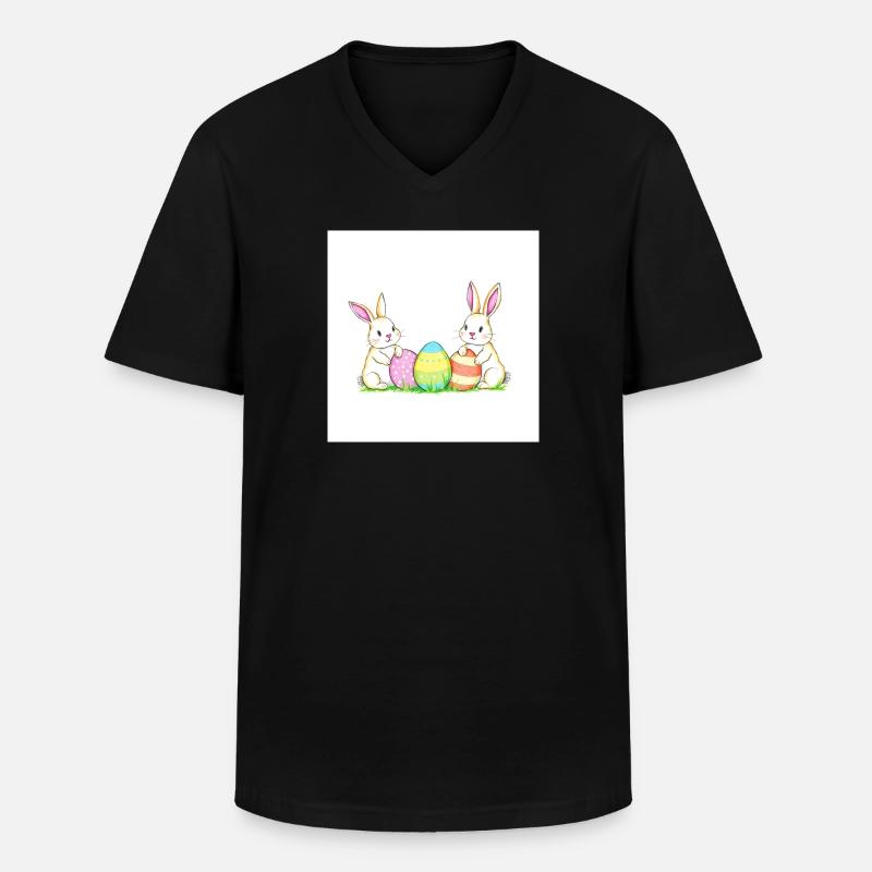 Kunterbunte Osterfreude - Männer-T-Shirt mit V-Ausschnitt - Schwarz