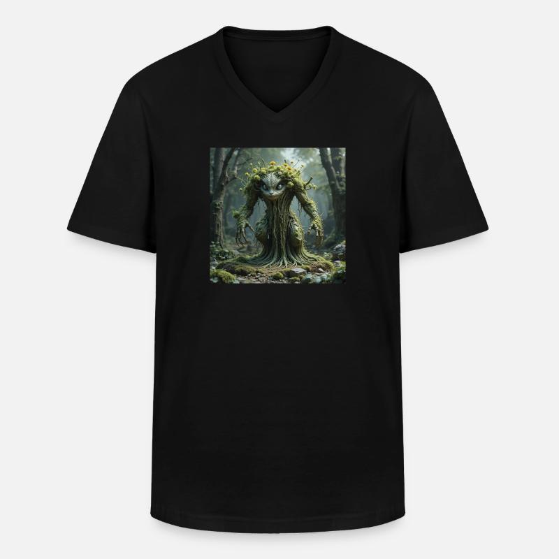 Pflancicilus - Männer-T-Shirt mit V-Ausschnitt - Schwarz