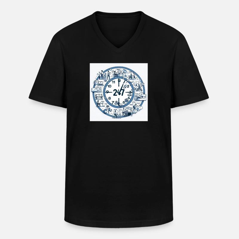 24/7 Texts in DE - Männer-T-Shirt mit V-Ausschnitt - Schwarz