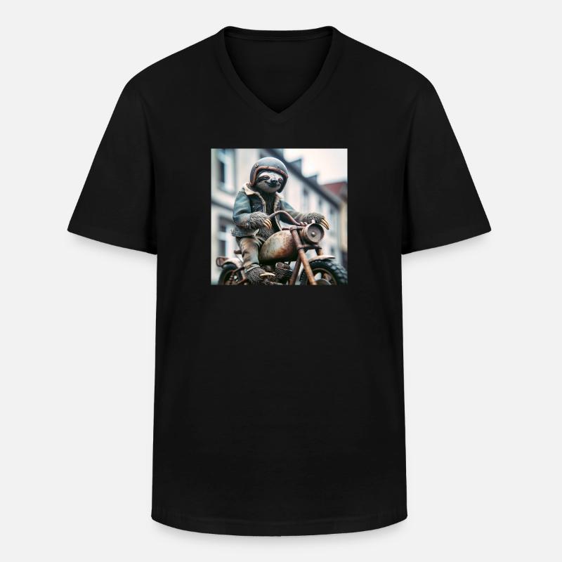 Faultier Wanderer Gentelmen Biker - Männer-T-Shirt mit V-Ausschnitt - Schwarz