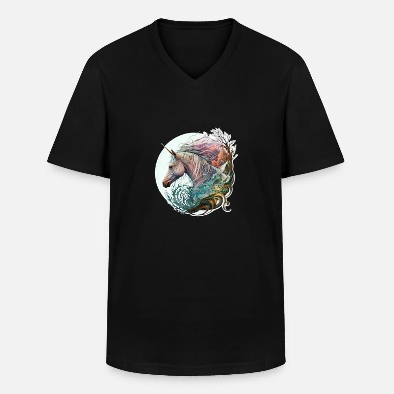 Wanderndes Einhorn - Männer-T-Shirt mit V-Ausschnitt - Schwarz