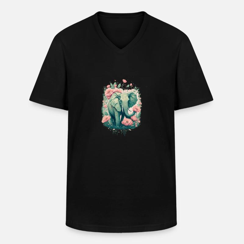 CB Elephant - Männer-T-Shirt mit V-Ausschnitt - Schwarz