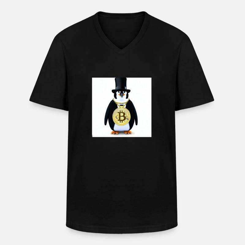 cooler Pinguin - Männer-T-Shirt mit V-Ausschnitt - Schwarz