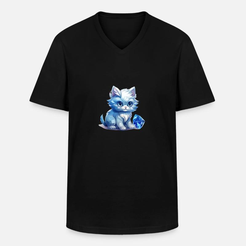 Geburtsstein-Katze Dezember - Männer-T-Shirt mit V-Ausschnitt - Schwarz