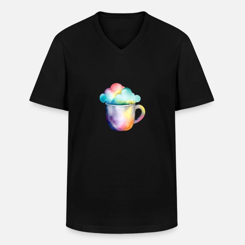 Rainbow coffee with a cloud - Men's V-Neck T-Shirt - black