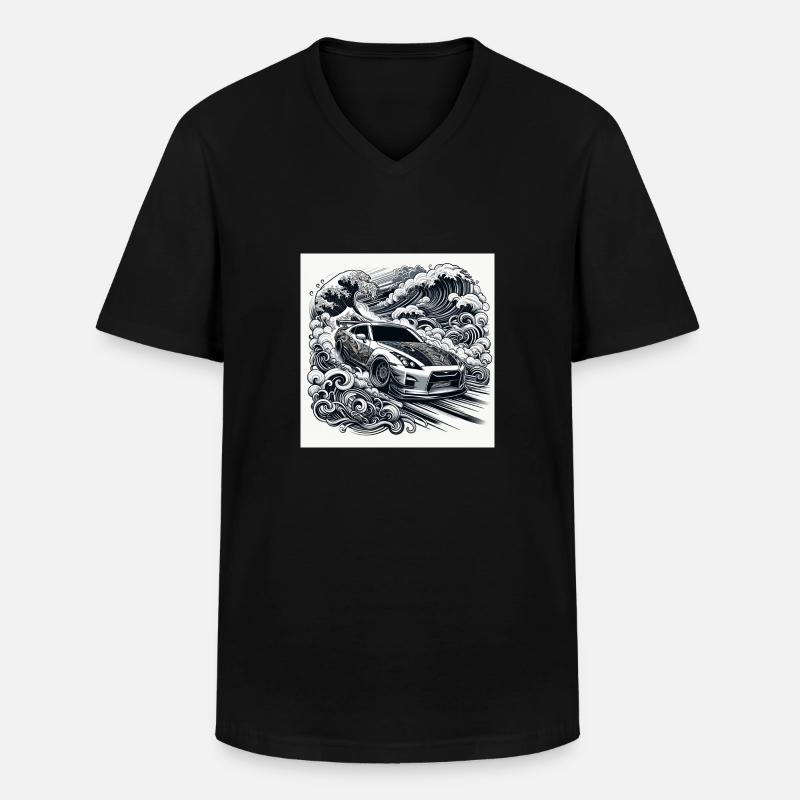 JDM GTR Drift Car - Männer-T-Shirt mit V-Ausschnitt - Schwarz