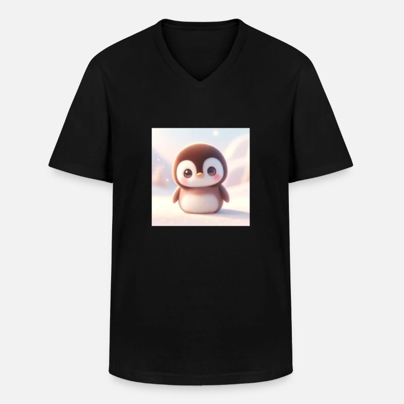 Pinguine snow 2 - Männer-T-Shirt mit V-Ausschnitt - Schwarz