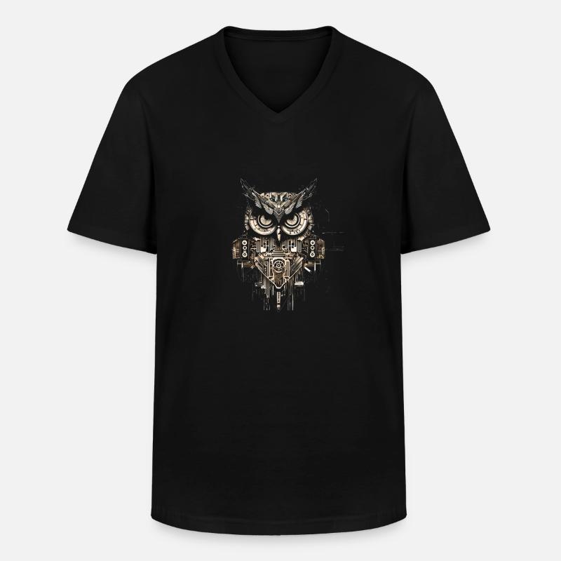 Eule - Männer-T-Shirt mit V-Ausschnitt - Schwarz