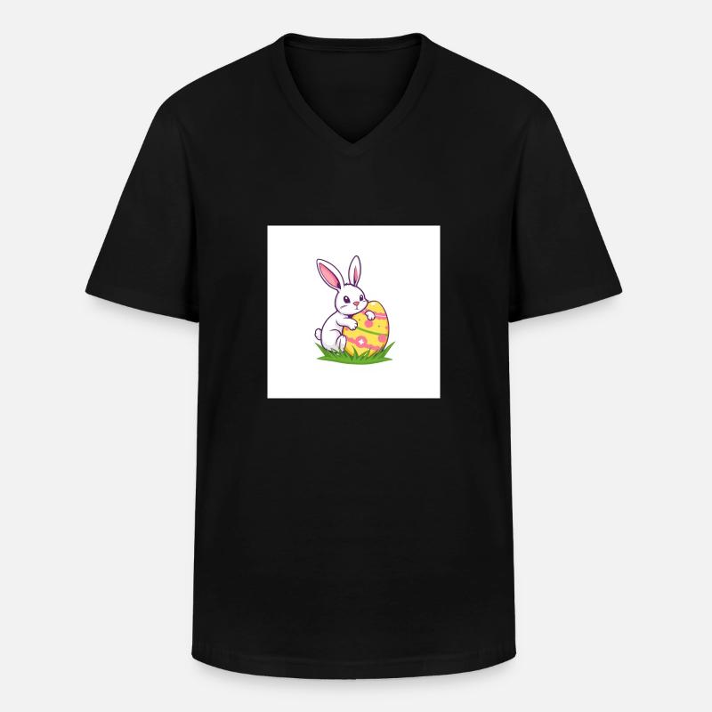 Hase & Ei – Das Osterwunder - Männer-T-Shirt mit V-Ausschnitt - Schwarz
