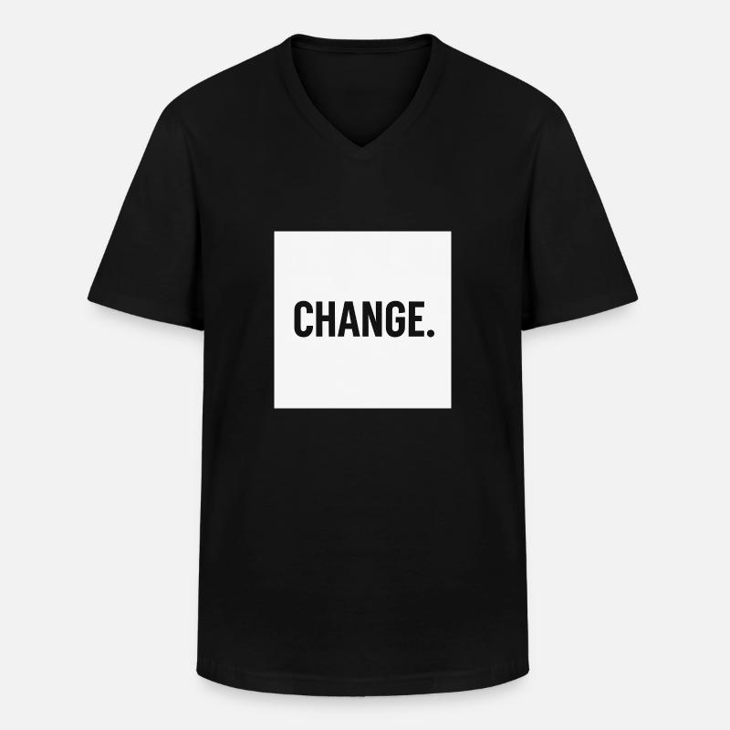 Change - Bold minimal statement - Männer-T-Shirt mit V-Ausschnitt - Schwarz