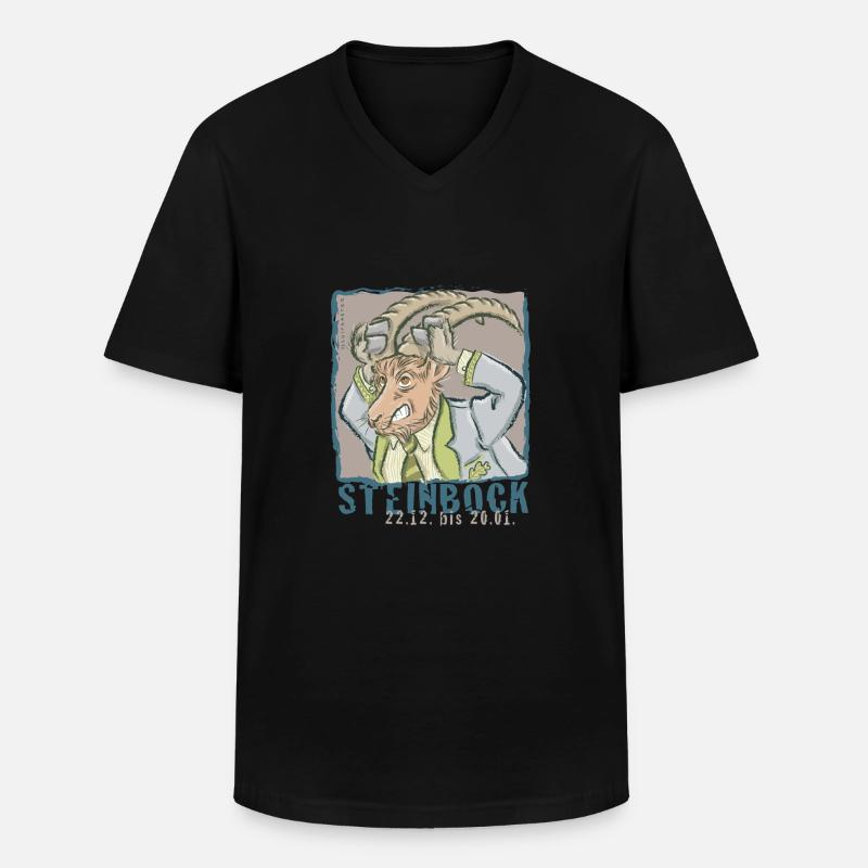Sternzeichen - Steinbock - Männer-T-Shirt mit V-Ausschnitt - Schwarz