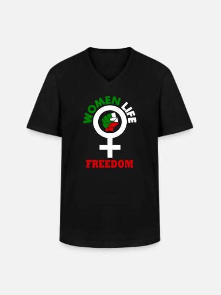 Women life freedom - Männer-T-Shirt mit V-Ausschnitt - Schwarz