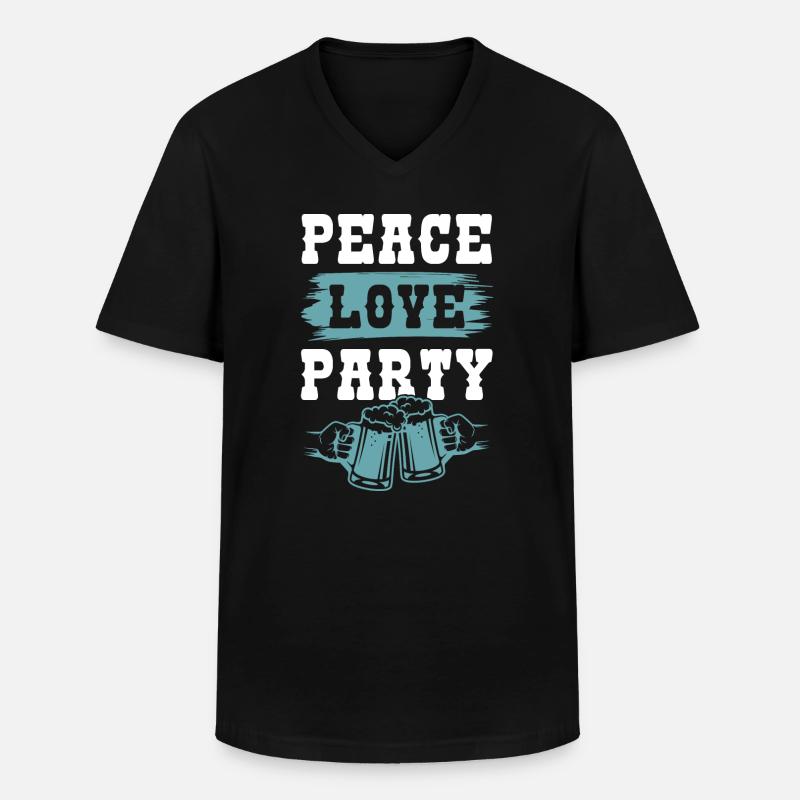 bier friede liebe - Männer-T-Shirt mit V-Ausschnitt - Schwarz